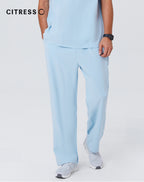 New Style——Men's Light Blue Straight Leg Scrub Pants— Premium Stretch & Wrinkle-Resistant Fabric | CITRESS