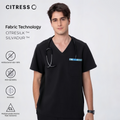 Men's V-Neck Black Scrub Top — Premium Stretch & Wrinkle-Resistant Fabric | CITRESS