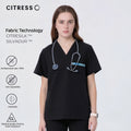 Women's V-Neck Black Scrub Top — Premium Stretch & Wrinkle-Resistant Fabric | CITRESS