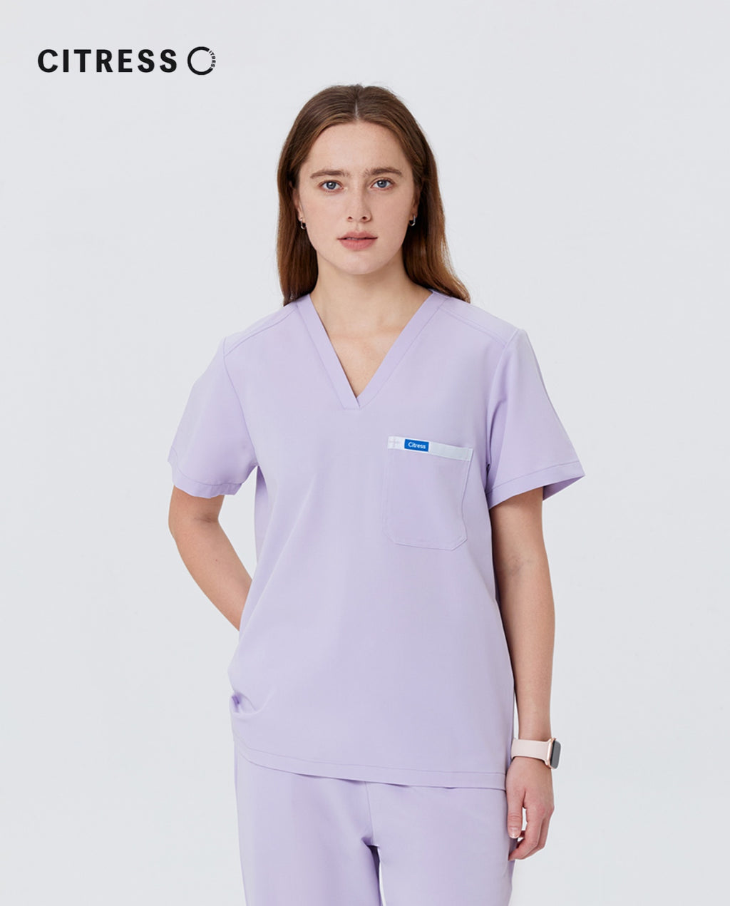 Damen V-Ausschnitt, rosa, kurze Ärmel, Kasack-Oberteil