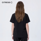Women's V-Neck Black Scrub Top — Premium Stretch & Wrinkle-Resistant Fabric | CITRESS