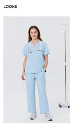 New Style——Women's Light Blue V-Neck Scrub Top — Premium Stretch & Wrinkle-Resistant Fabric | CITRESS