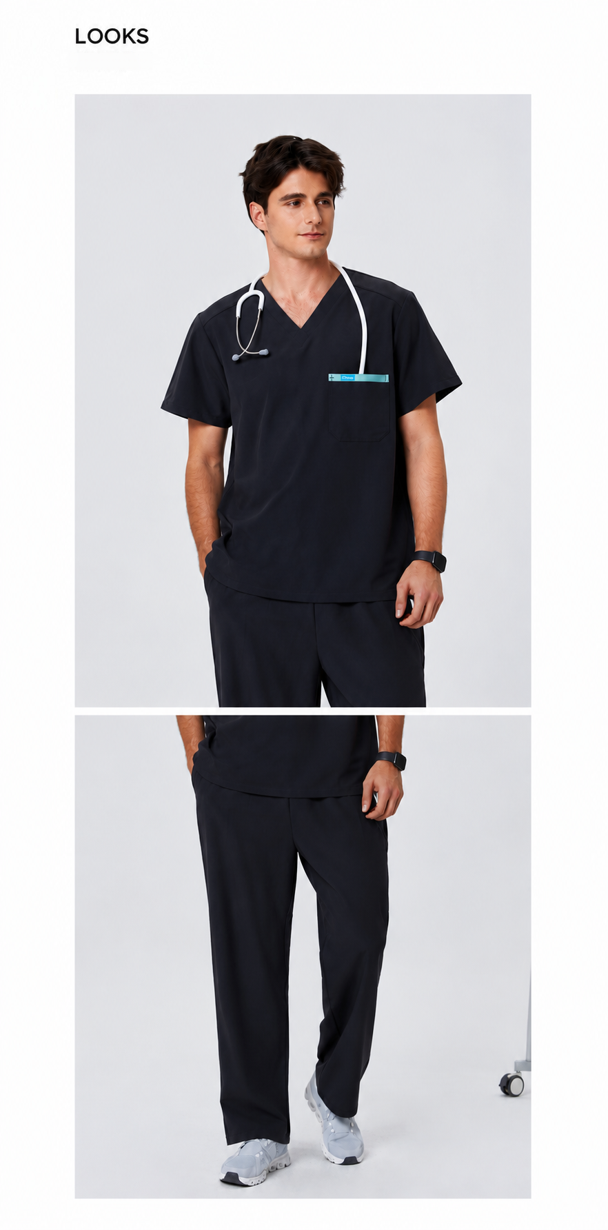 New Style——Men's Black Straight Leg Scrub Pants— Premium Stretch & Wrinkle-Resistant Fabric | CITRESS