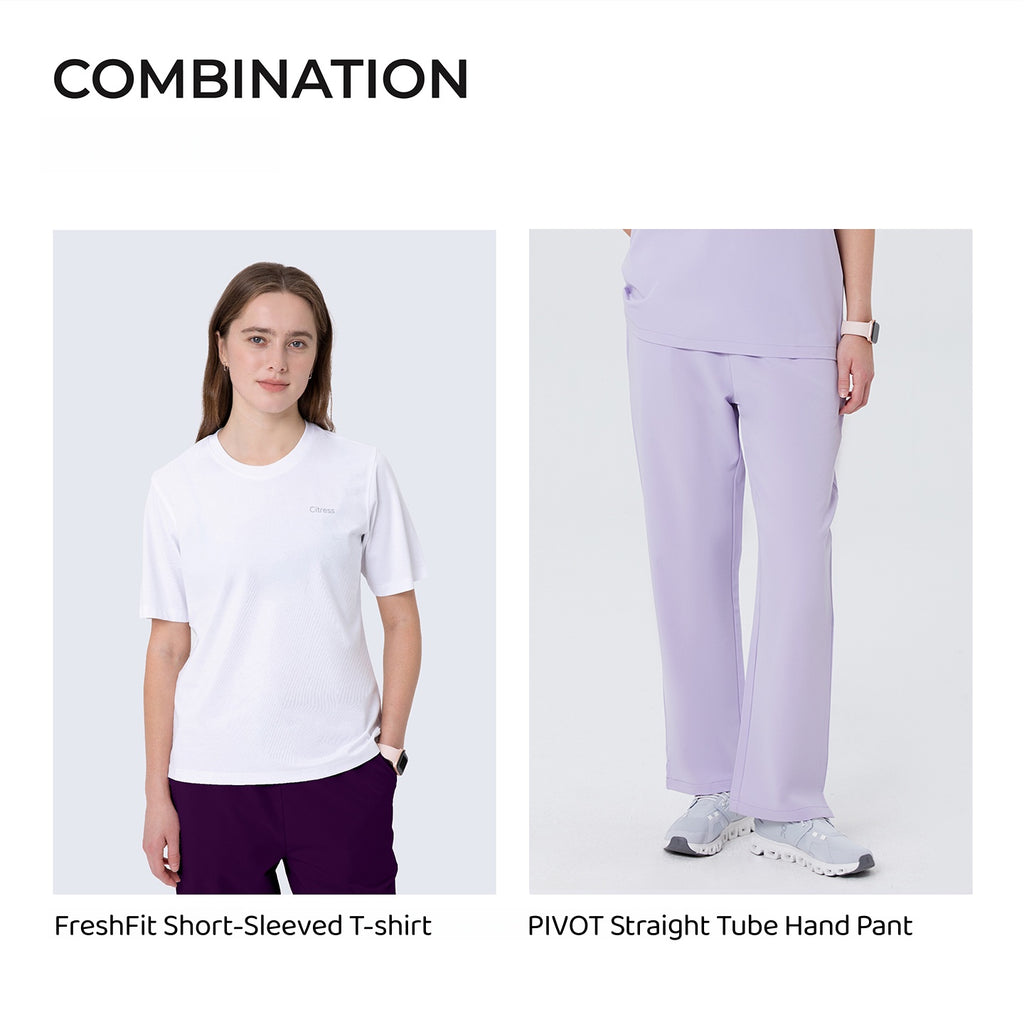 Damen V-Ausschnitt, rosa, kurze Ärmel, Kasack-Oberteil