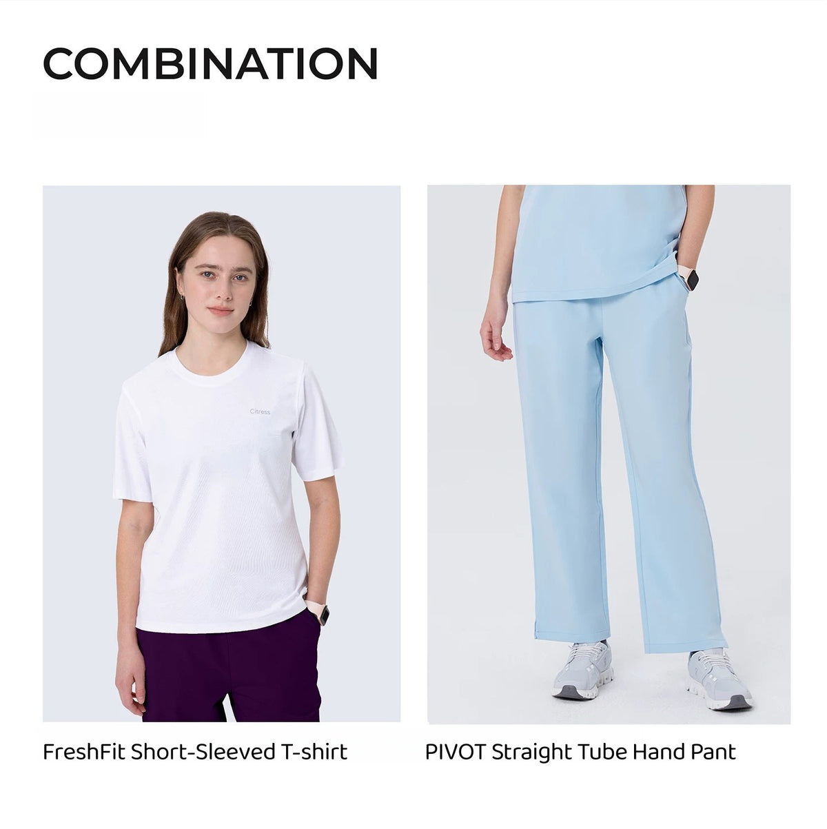 New Style——Women's Light Blue V-Neck Scrub Top — Premium Stretch & Wrinkle-Resistant Fabric | CITRESS