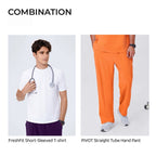 New Style——Men's Orange V-Neck Scrub Top — Premium Stretch & Wrinkle-Resistant Fabric | CITRESS