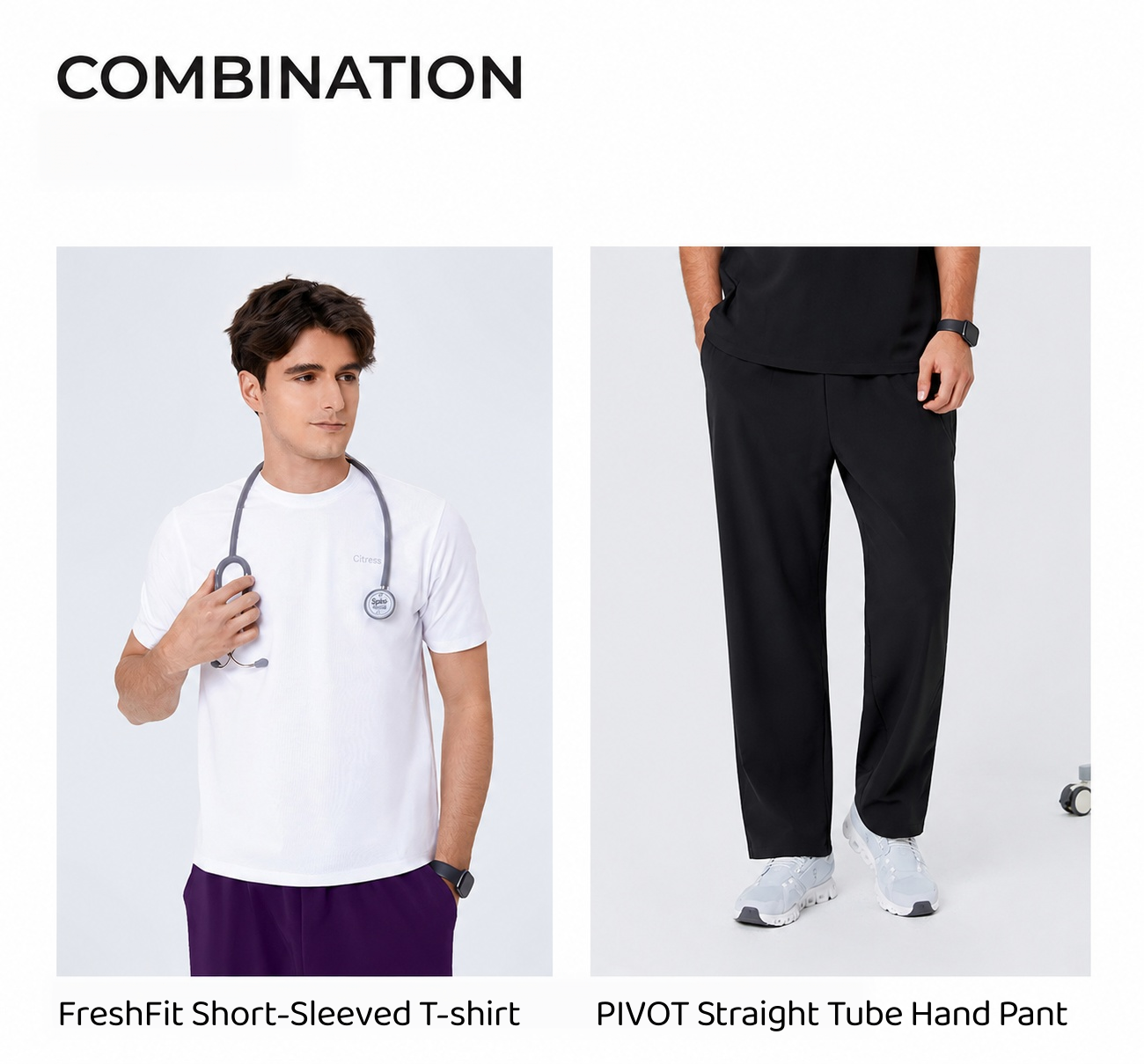 New Style——Men's Black Straight Leg Scrub Pants— Premium Stretch & Wrinkle-Resistant Fabric | CITRESS