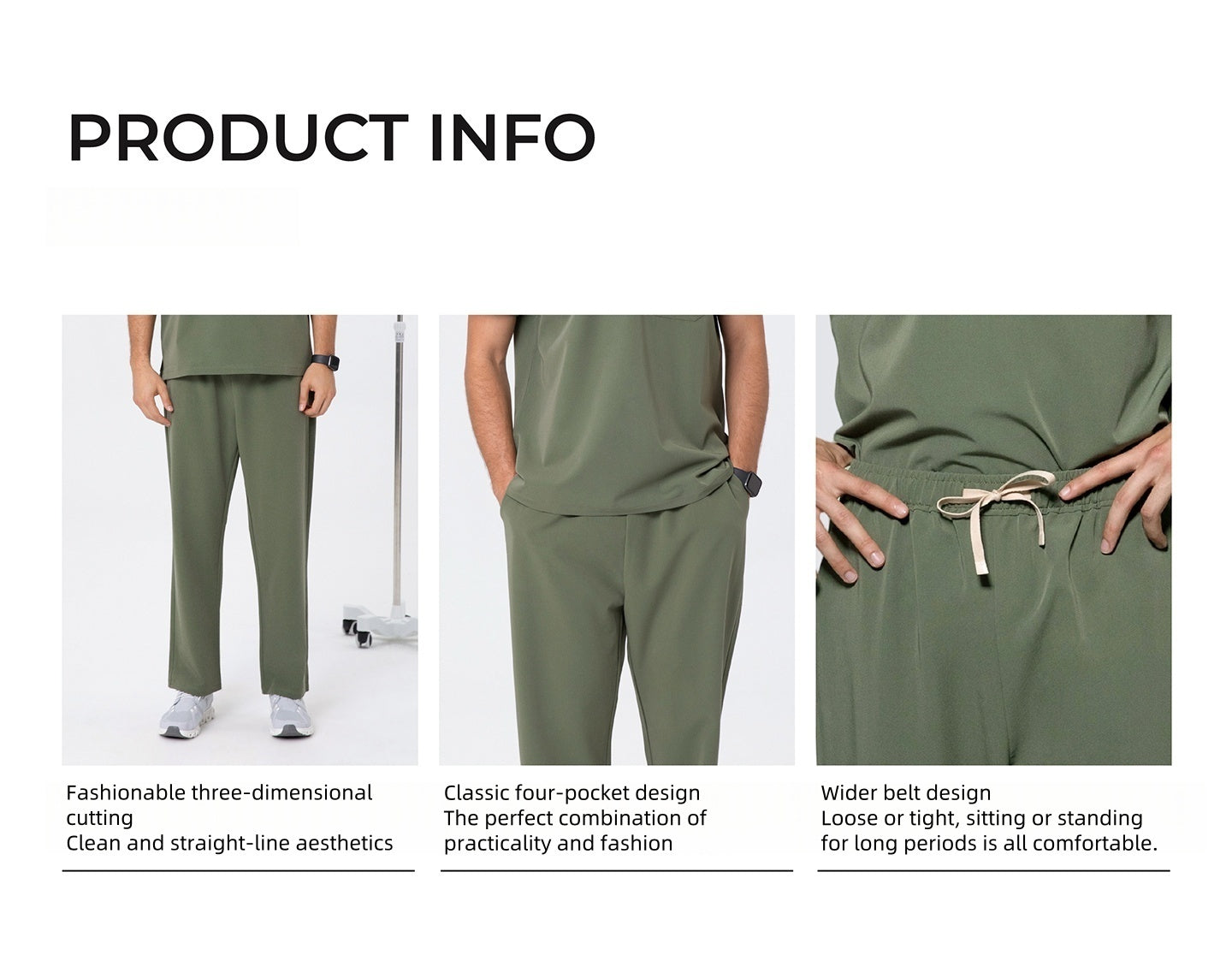 CITRESS green scrub pants details: fabric, fit and functional design for male healthcare workers