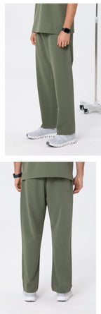 Front and side views of CITRESS men's green scrub pants for male nurses