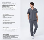 CITRESS grey scrub pants overview, showing front, side and pocket details