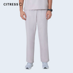 Side view of CITRESS men's khaki scrub pants, comfortable fit for long medical shifts