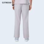 Waist and leg detail of CITRESS khaki scrub pants, with functional pockets