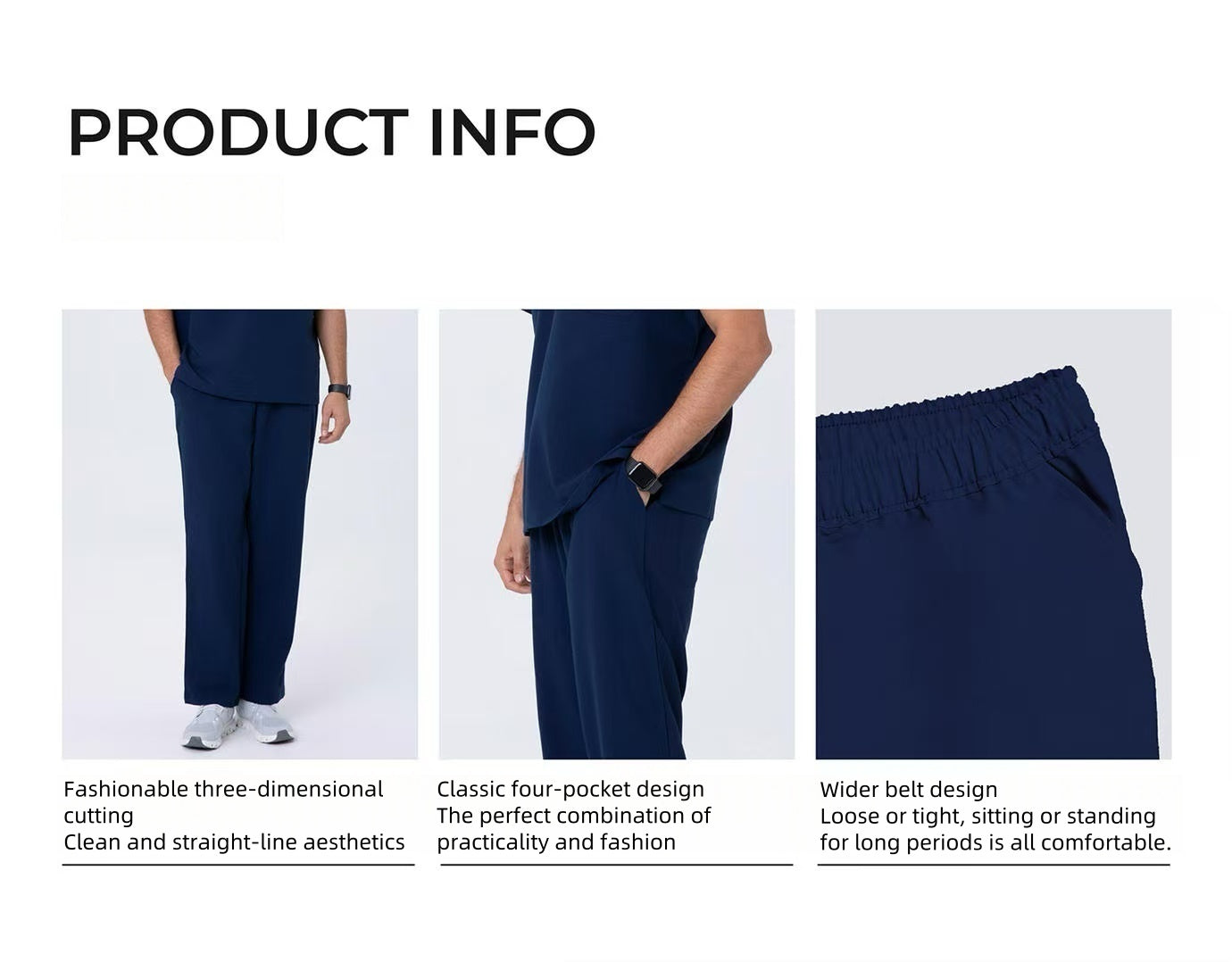 CITRESS navy scrub pants details: fabric, fit and functional design for male healthcare workers
