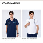 CITRESS navy scrub pants paired with matching scrub top, complete men's medical uniform