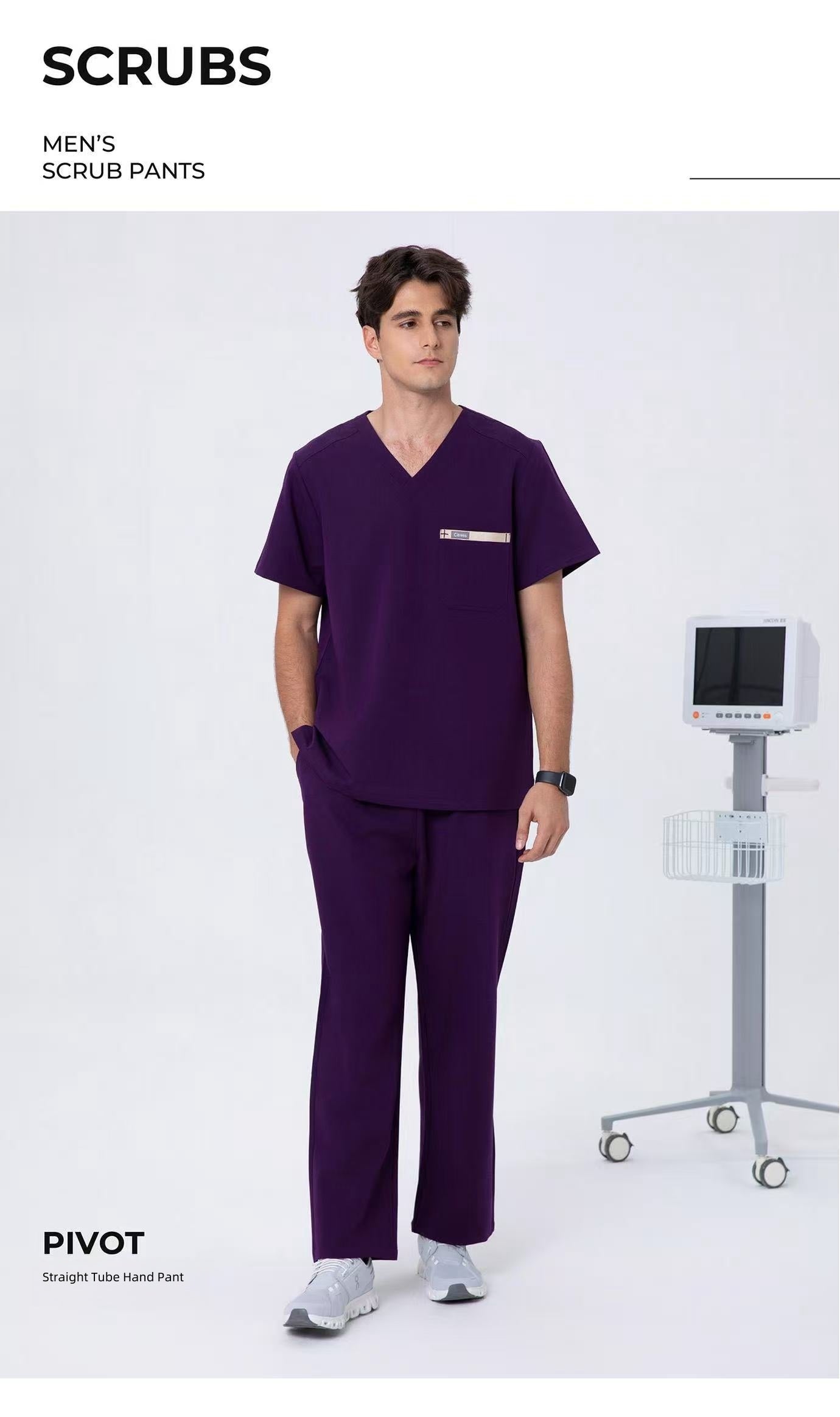 CITRESS purple scrub pants product shot, full-length view with clean background