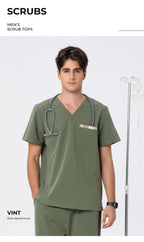CITRESS green scrub top product shot, front view with clean background