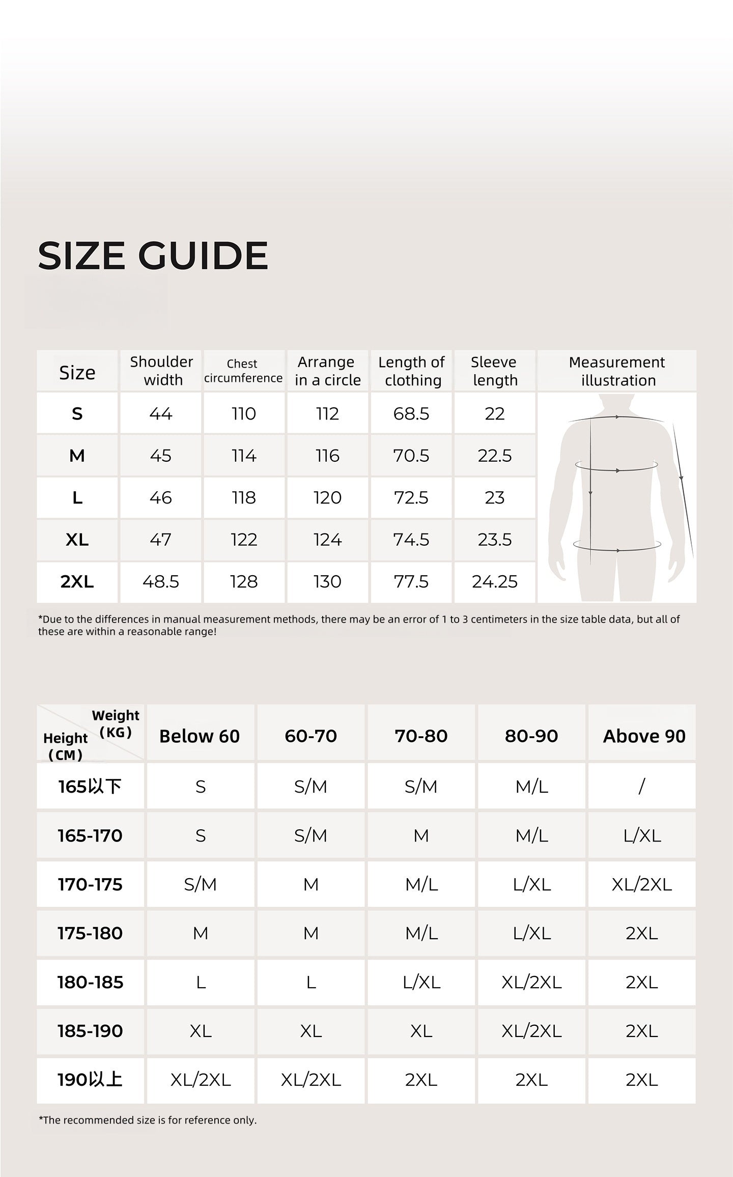 CITRESS men's grey scrub set size chart, male medical uniform size guide