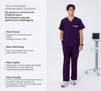 CITRESS men's purple scrub set overview, showing front, back and detail views