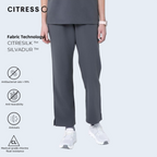 CITRESS women's grey straight leg scrub pants, with Citresilk antibacterial fabric
