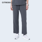 Front view of CITRESS women's grey scrub pants, adjustable waistband for comfort