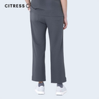 Waist and leg detail of CITRESS grey scrub pants, with functional pockets