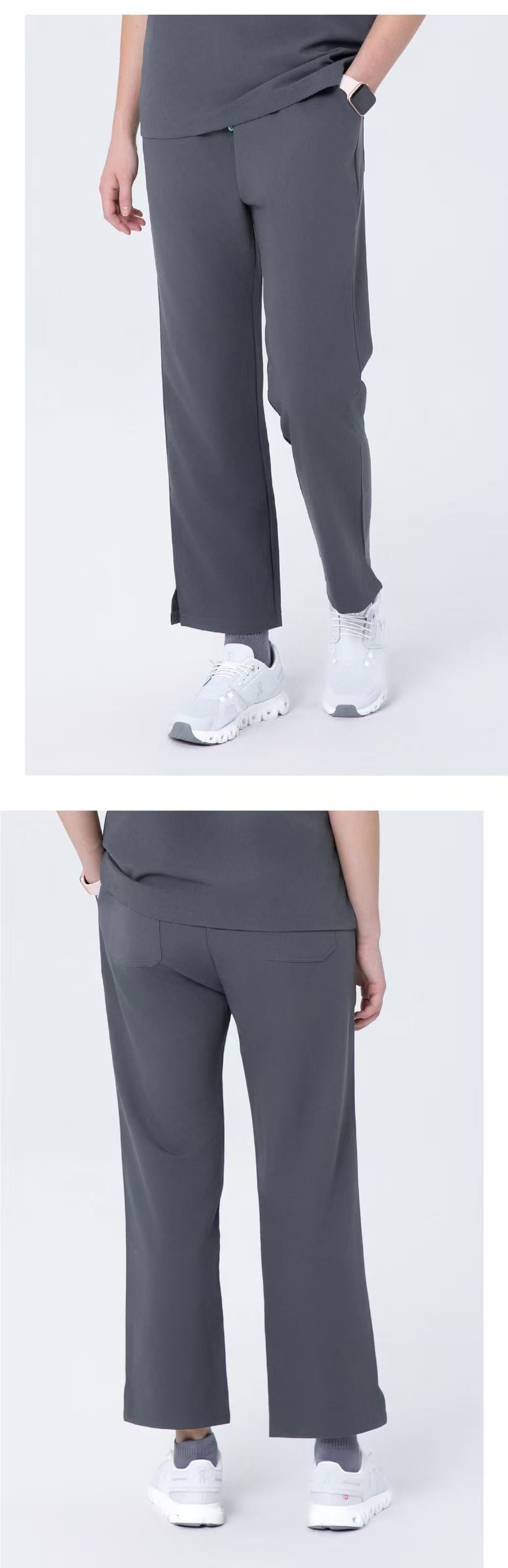 Front and side views of CITRESS women's grey scrub pants for healthcare workers