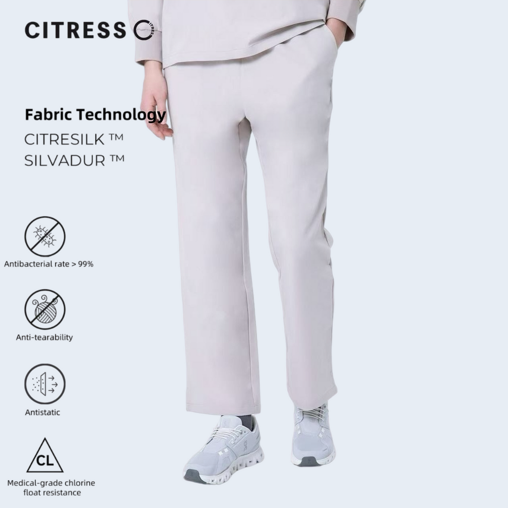 CITRESS women's khaki straight leg scrub pants, with Citresilk antibacterial fabric