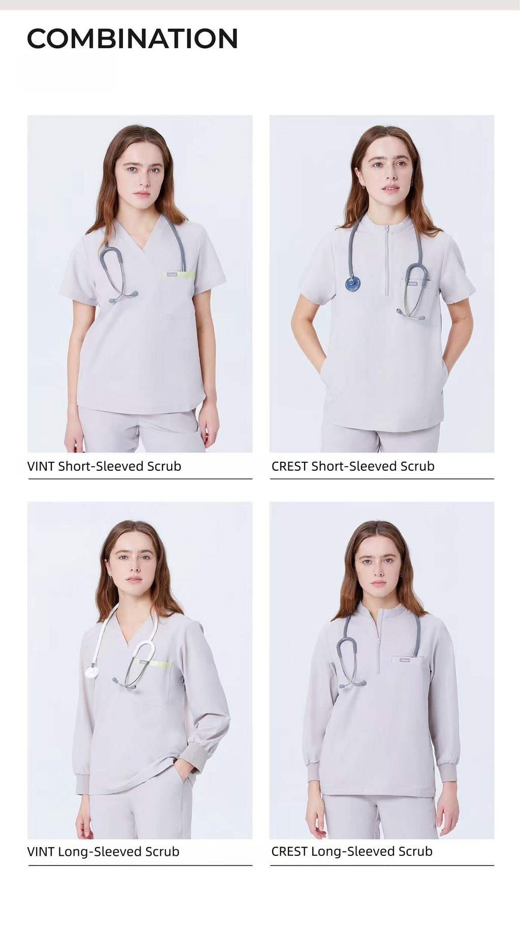 CITRESS khaki scrub pants paired with matching scrub top, complete women's medical uniform