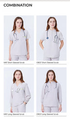 CITRESS khaki scrub pants paired with matching scrub top, complete women's medical uniform