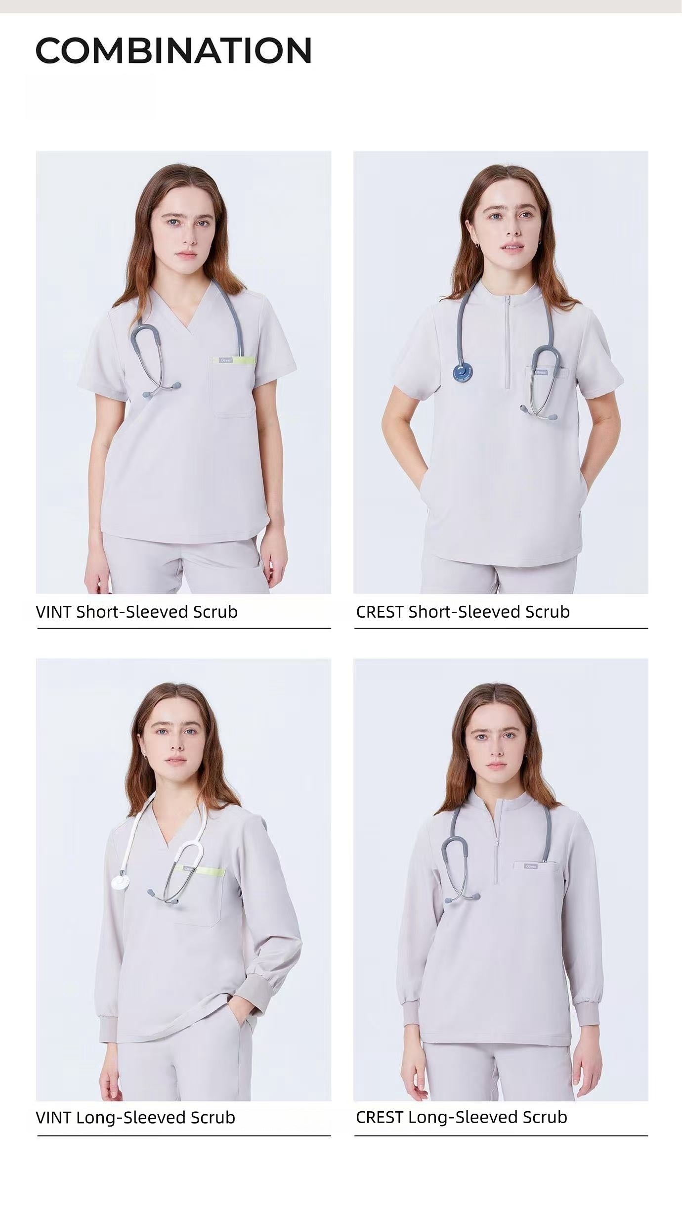 CITRESS khaki scrub pants paired with matching scrub top, complete women's medical uniform