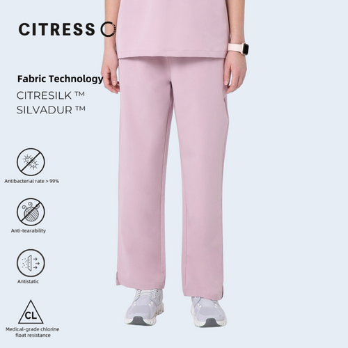 CITRESS women's pink straight leg scrub pants, with Citresilk antibacterial fabric