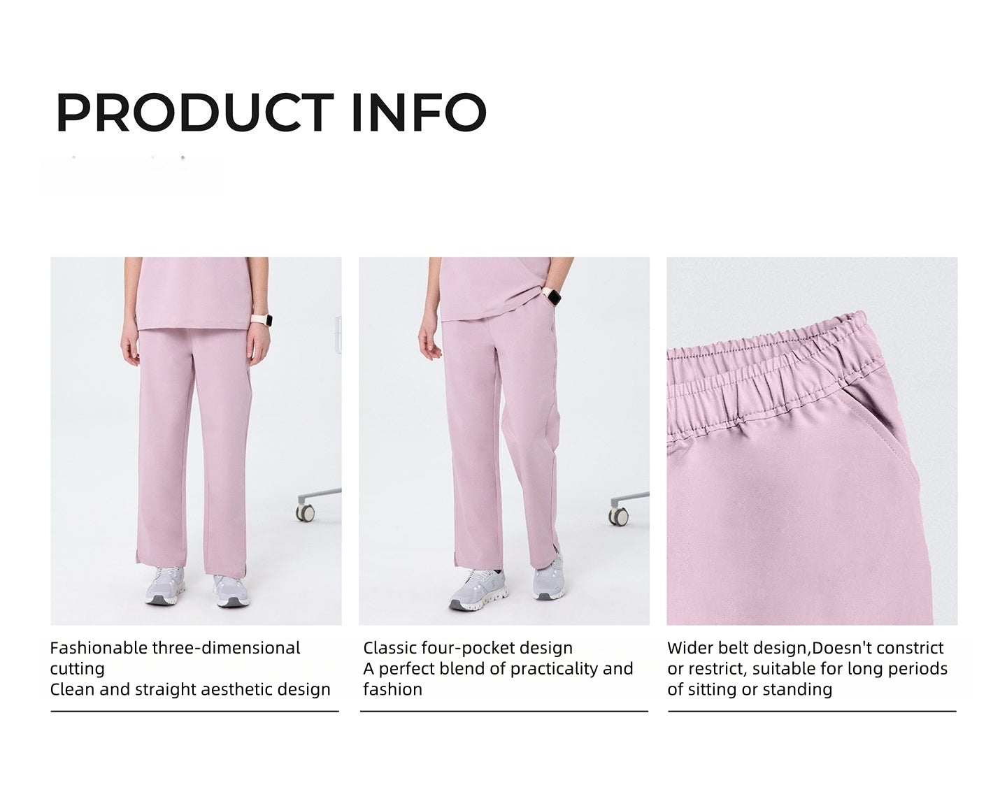 CITRESS pink scrub pants details: fabric, fit and functional design for nurses