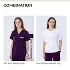 CITRESS purple scrub pants paired with matching scrub top, complete women's medical uniform