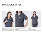 CITRESS grey scrub set details: fabric, fit and functional design for nurses