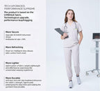 CITRESS khaki scrub set product overview, showing fit and fabric details