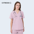 Citress pink V-neck scrub top for women medical workers
