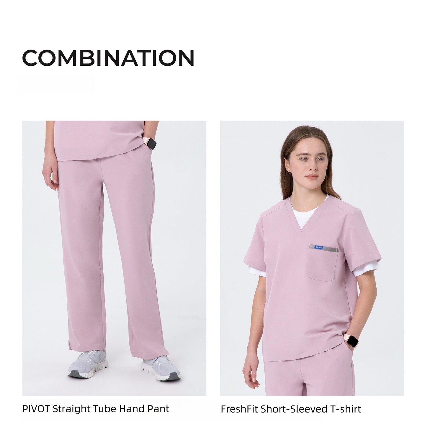 CITRESS scrub set collection: pink and maroon options for healthcare workers