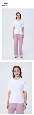 CITRESS white underscrub t-shirt with pink scrub pants, two views for nurses