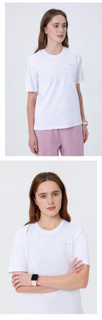 CITRESS white underscrub t-shirt with pink scrub pants, two views for nurses