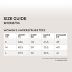 CITRESS women's underscrub t-shirt size chart, white medical base layer size guide