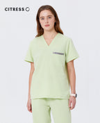 New Style——Women's Light Green V-Neck Scrub Top — Premium Stretch & Wrinkle-Resistant Fabric | CITRESS