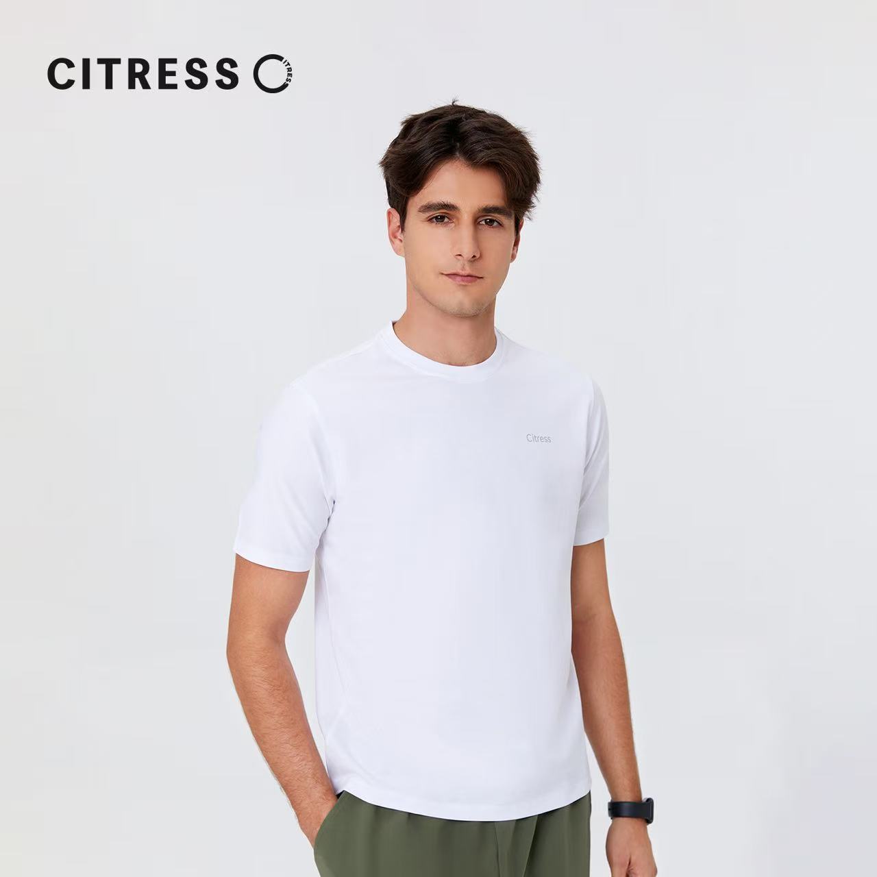 Men's White Short-Sleeve T-Shirt--wicking and sweat-absorbing properties designed for all-day comfort