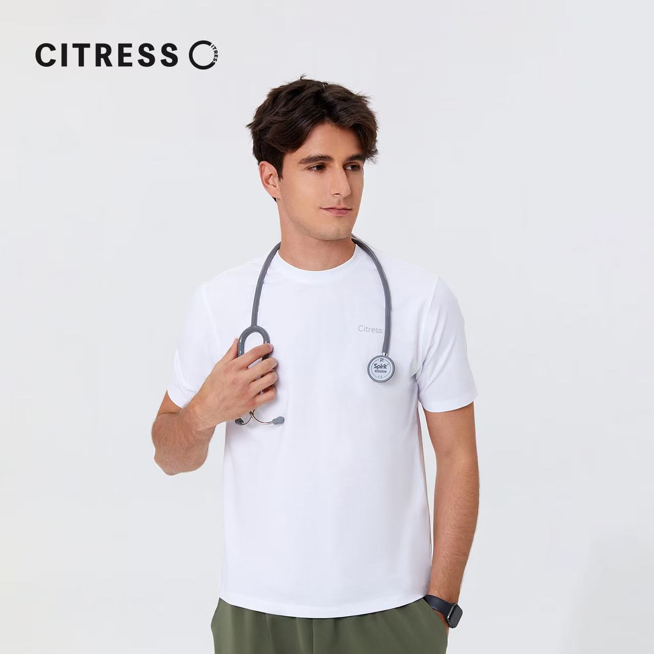 Men's White Short-Sleeve T-Shirt--wicking and sweat-absorbing properties designed for all-day comfort