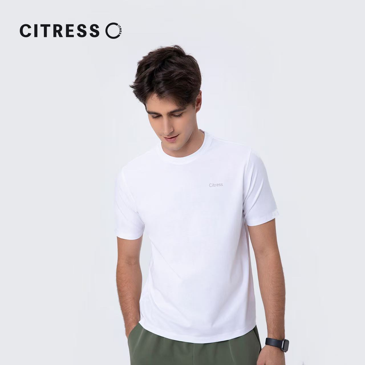 Men's White Short-Sleeve T-Shirt--wicking and sweat-absorbing properties designed for all-day comfort
