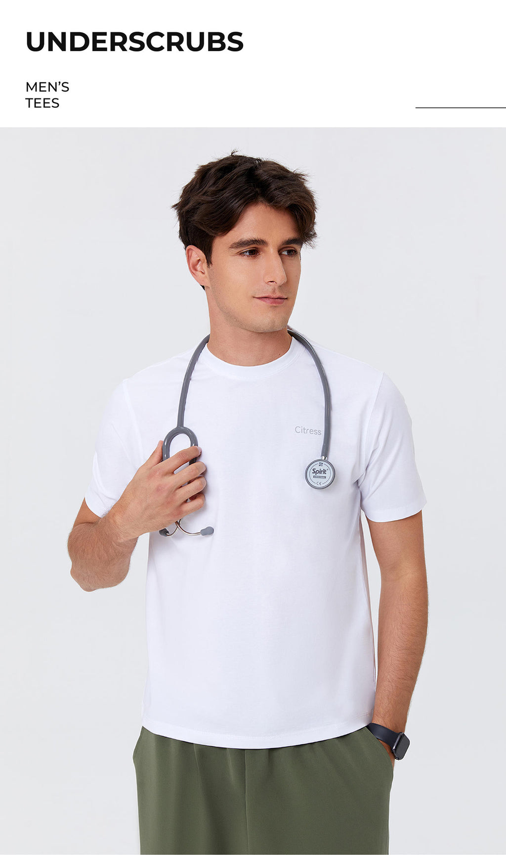 Men's White Short-Sleeve T-Shirt--wicking and sweat-absorbing properties designed for all-day comfort