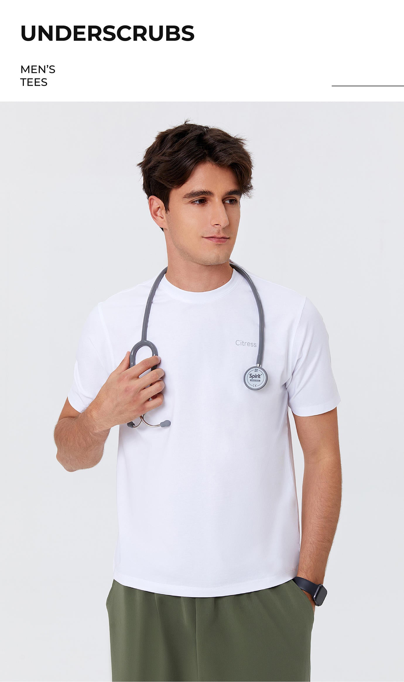 Men's White Short-Sleeve T-Shirt--wicking and sweat-absorbing properties designed for all-day comfort
