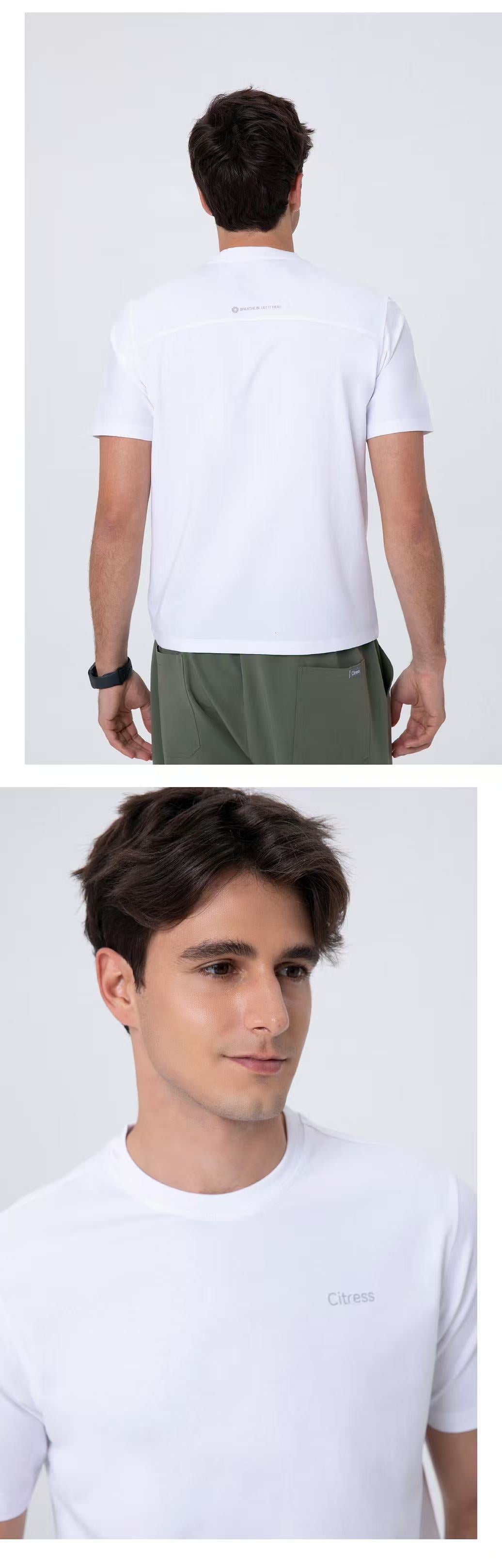 Men's White Short-Sleeve T-Shirt--wicking and sweat-absorbing properties designed for all-day comfort
