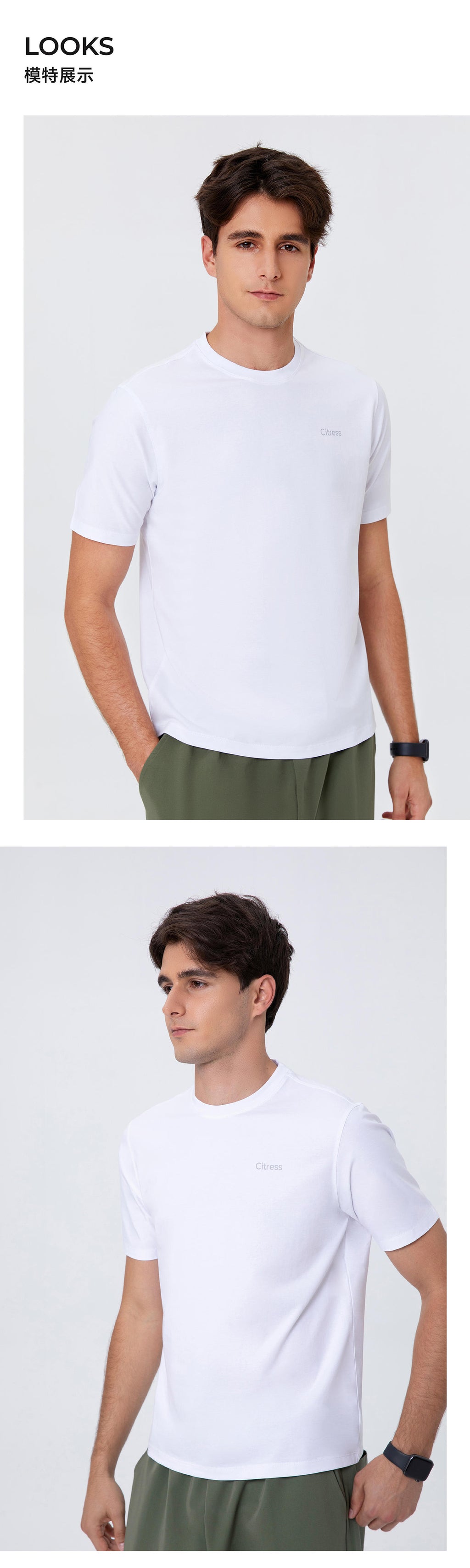 Men's White Short-Sleeve T-Shirt--wicking and sweat-absorbing properties designed for all-day comfort