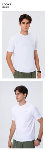 Men's White Short-Sleeve T-Shirt--wicking and sweat-absorbing properties designed for all-day comfort